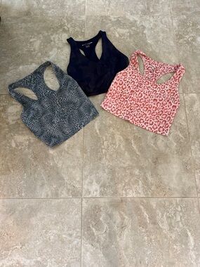 Evolution and Creation & DKNY Racerback Sports Tops, Pink, blue, indigo, M, EUC